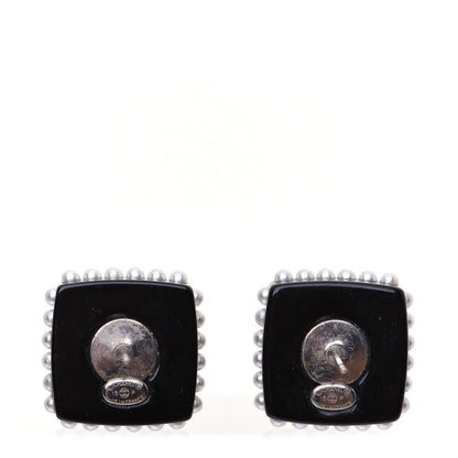 Chanel Resin Pearl Square CC Earrings Black 3 of 8