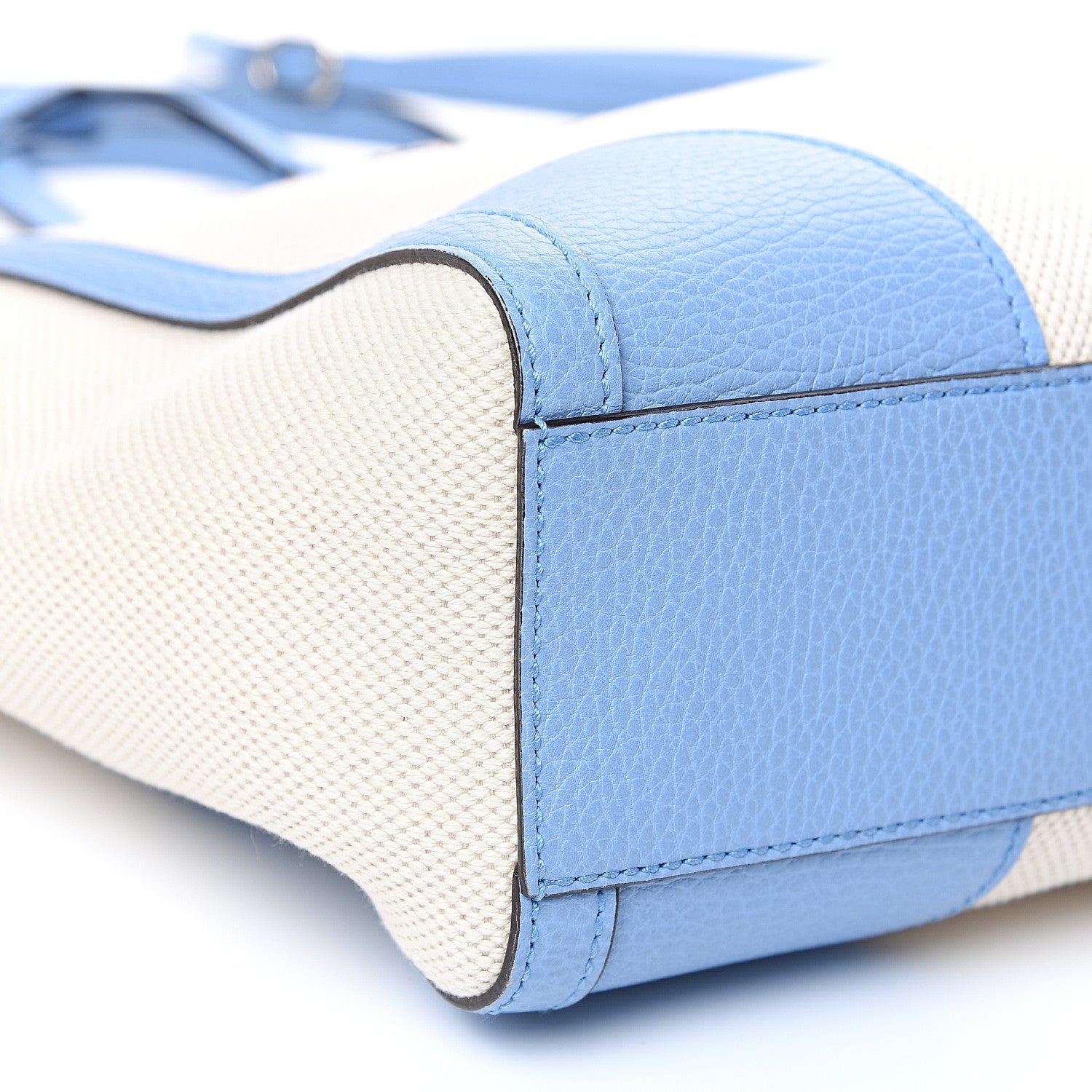 Gucci Linen Canvas Calfskin Medium Swing Top Handle Bag Mineral Blue 6 of 9