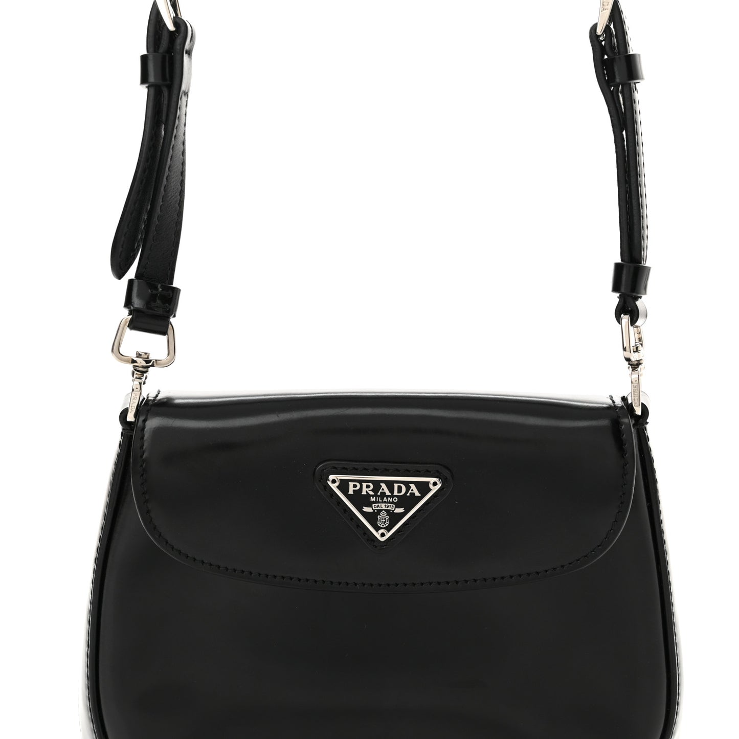 Spazzolato Mini Cleo Flap Adjustable Strap Shoulder Bag Black