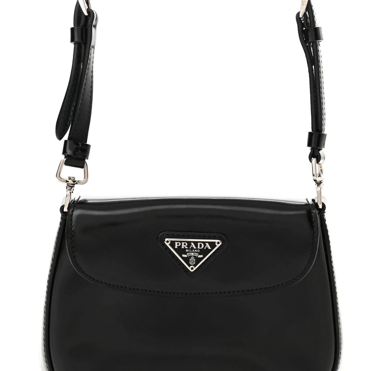 Prada Spazzolato Mini Cleo Flap Adjustable Strap Shoulder Bag Black 8 of 14