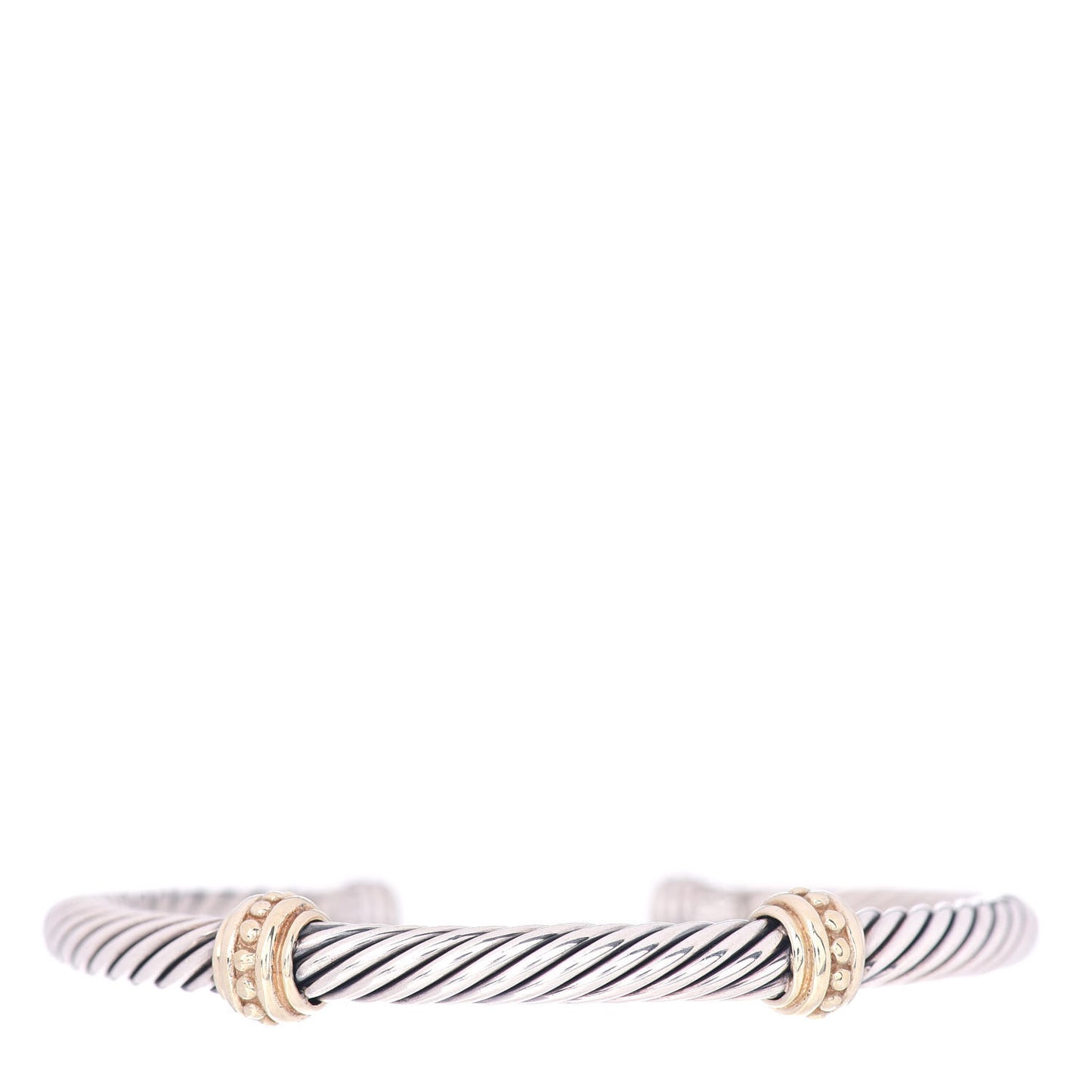 Sterling Silver 14K Yellow Gold 5mm Cable Classics Two Station Bracelet