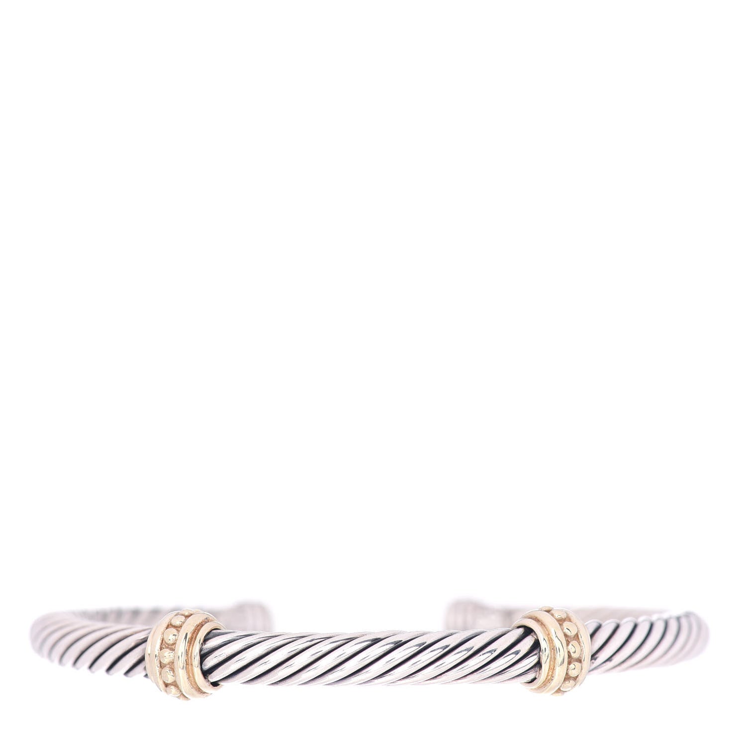 David Yurman Sterling Silver 14K Yellow Gold 5mm Cable Classics Two Station Bracelet 1 of 5