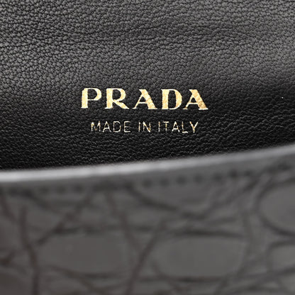 Prada Crocodile Micro Cahier Bag Black 6 of 12