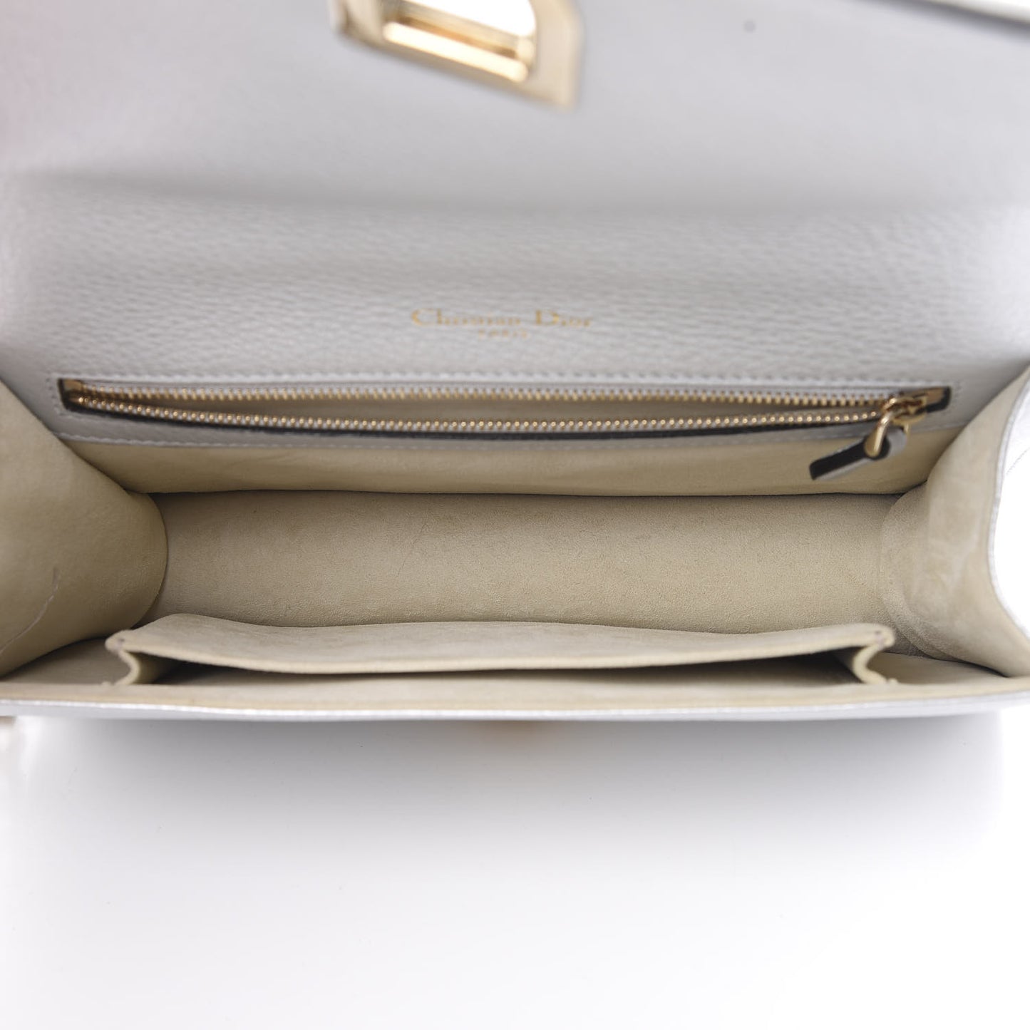 Metallic Grained Calfskin Medium Diorama Flap Bag Silver