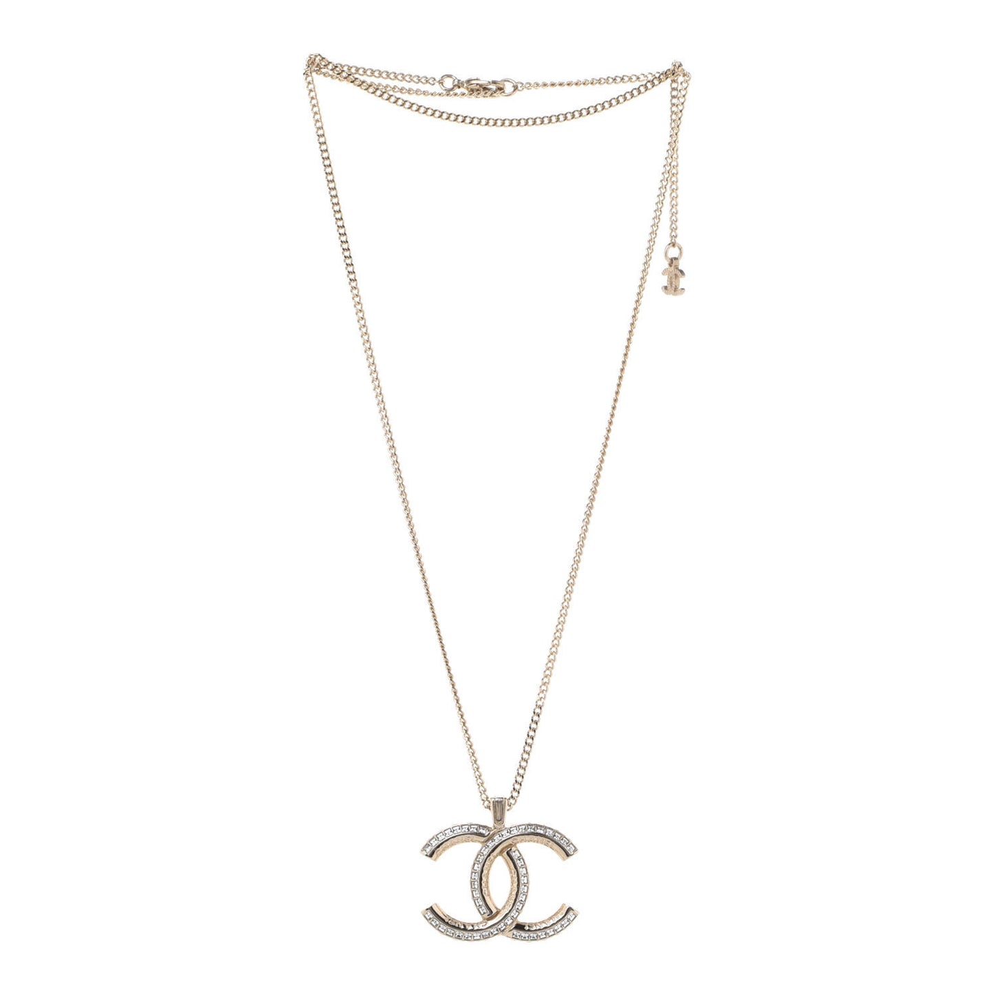 Crystal CC Pendant Necklace Gold