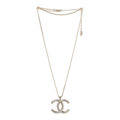 Chanel Crystal CC Pendant Necklace Gold 3 of 6