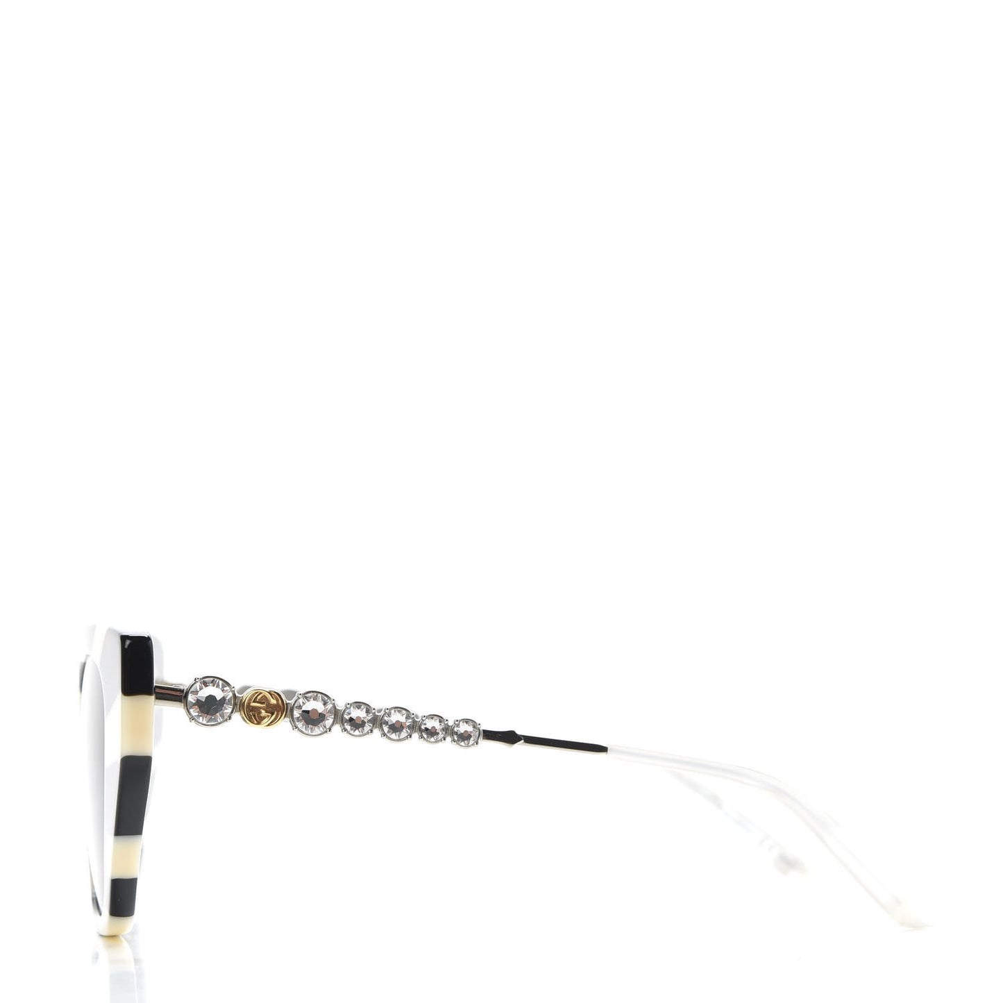 Acetate Crystal Embellished Cat Eye Sunglasses GG0641S Black Off White