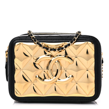 Chanel Lambskin Quilted Golden Plate Clutch With Chain Black 1 of 10