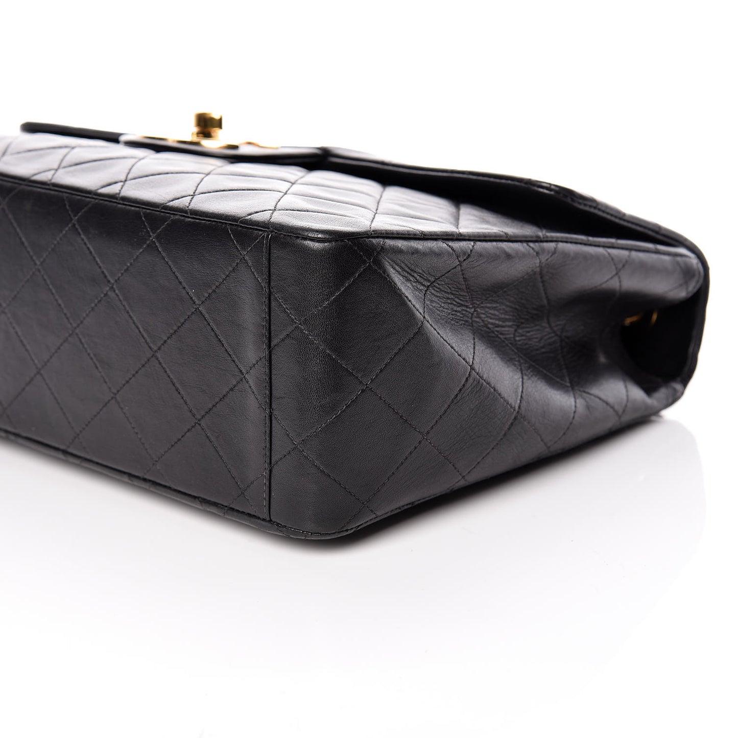 Lambskin Quilted XL Jumbo Single Flap Black