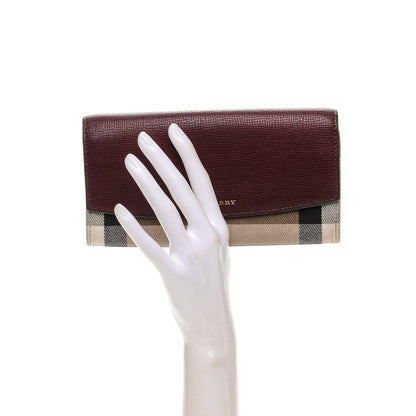 Burberry Grainy Calfskin House Check Continental Wallet Mahogany Red 2 of 7