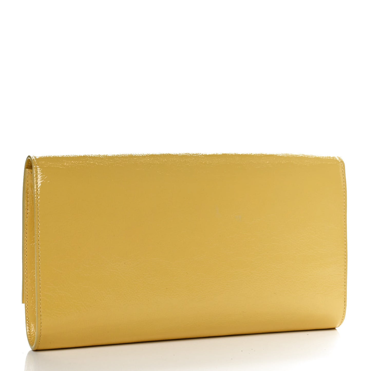 Textured Patent Calfskin Monogram Large Belle De Jour Clutch Lemon