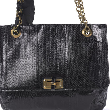 Lanvin Watersnake Medium Sugar Flap Shoulder Bag Black 9 of 9