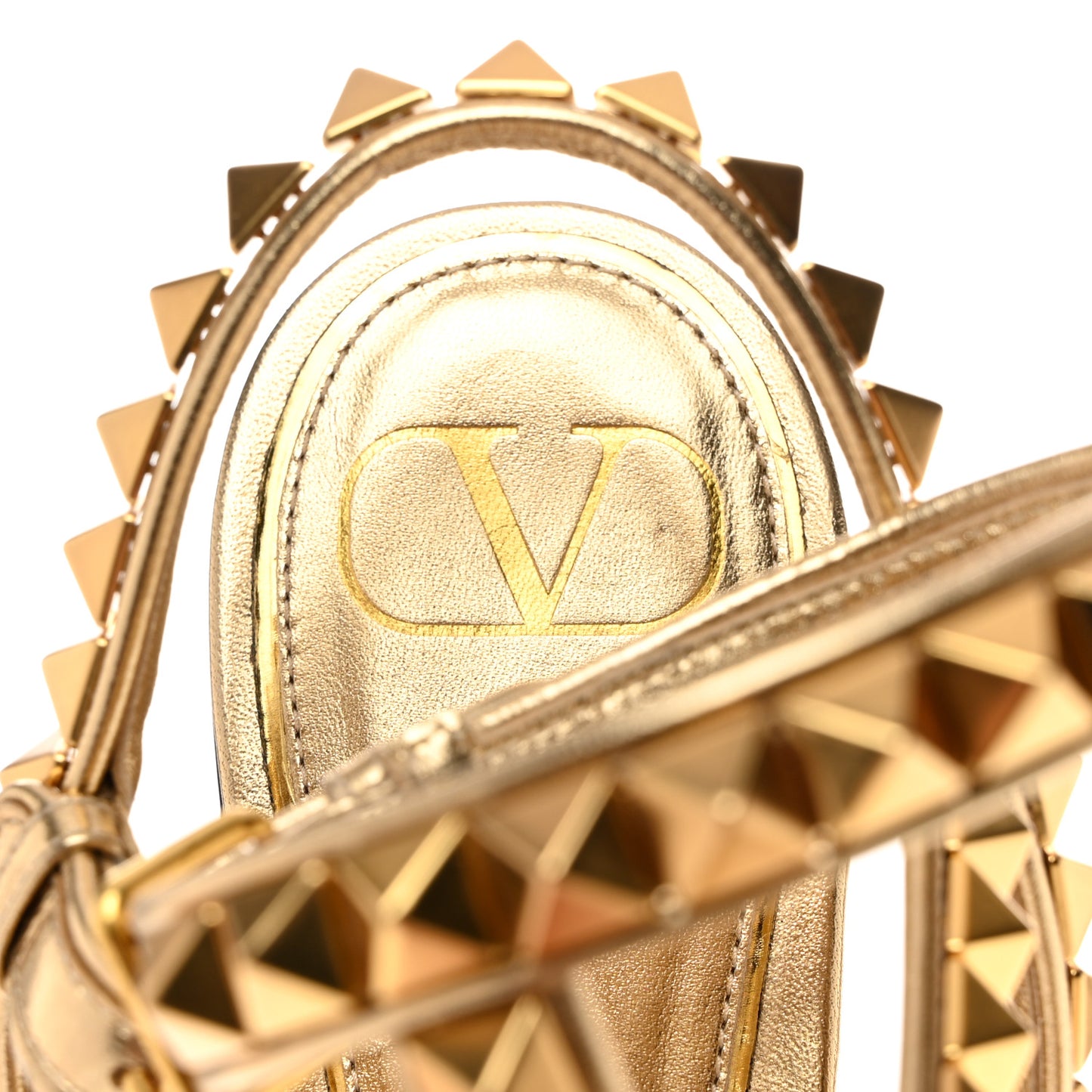 Metallic Calfskin Rockstud No Limit Sandals 40.5 Gold