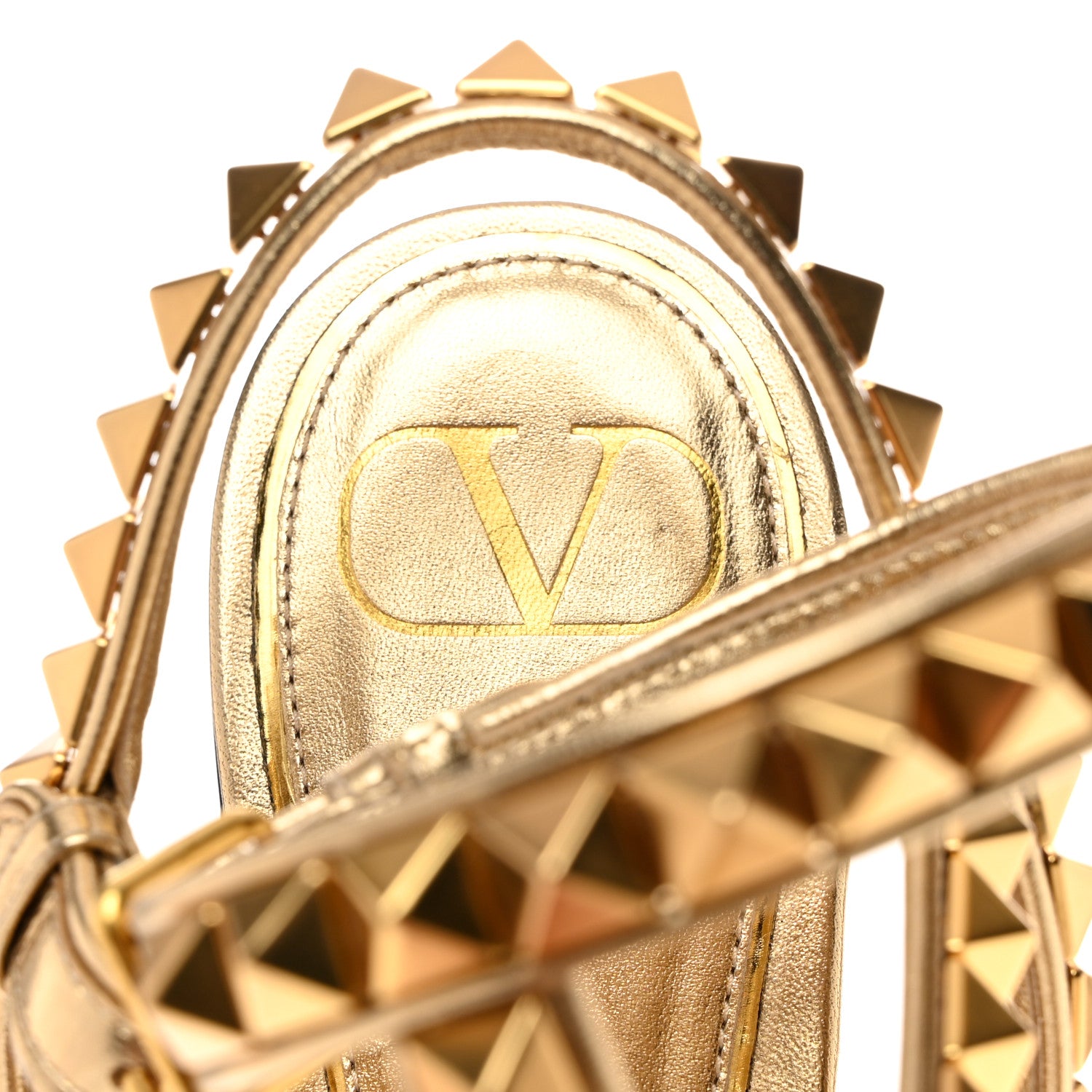 Valentino Garavani Metallic Calfskin Rockstud No Limit Sandals 40.5 Gold 6 of 8