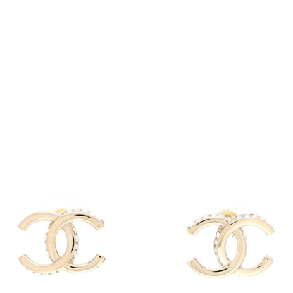 Chanel Metal Baguette Crystal CC Earrings Gold 1 of 5