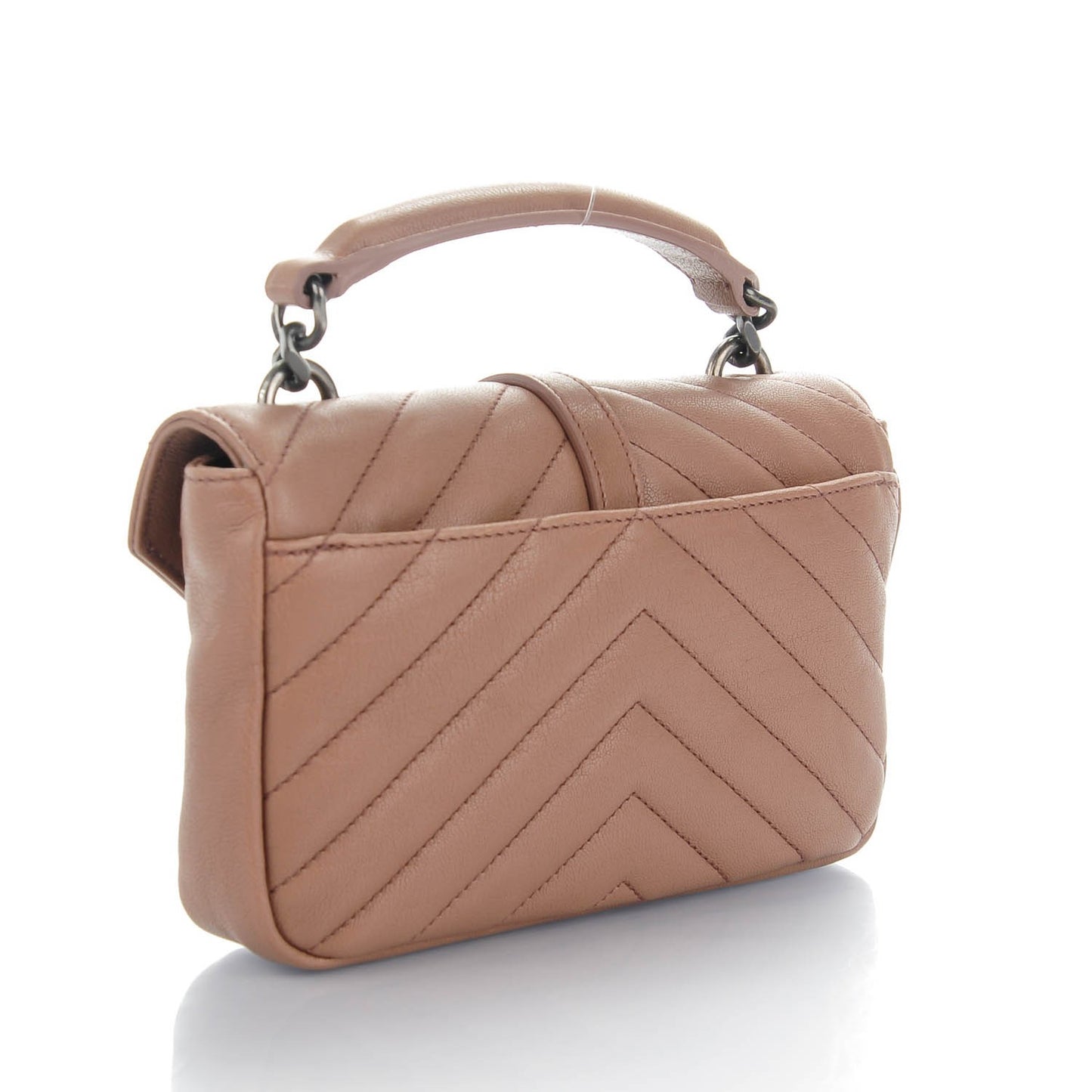 Sheepskin Matelasse Chevron Monogram College Chain Wallet Fard