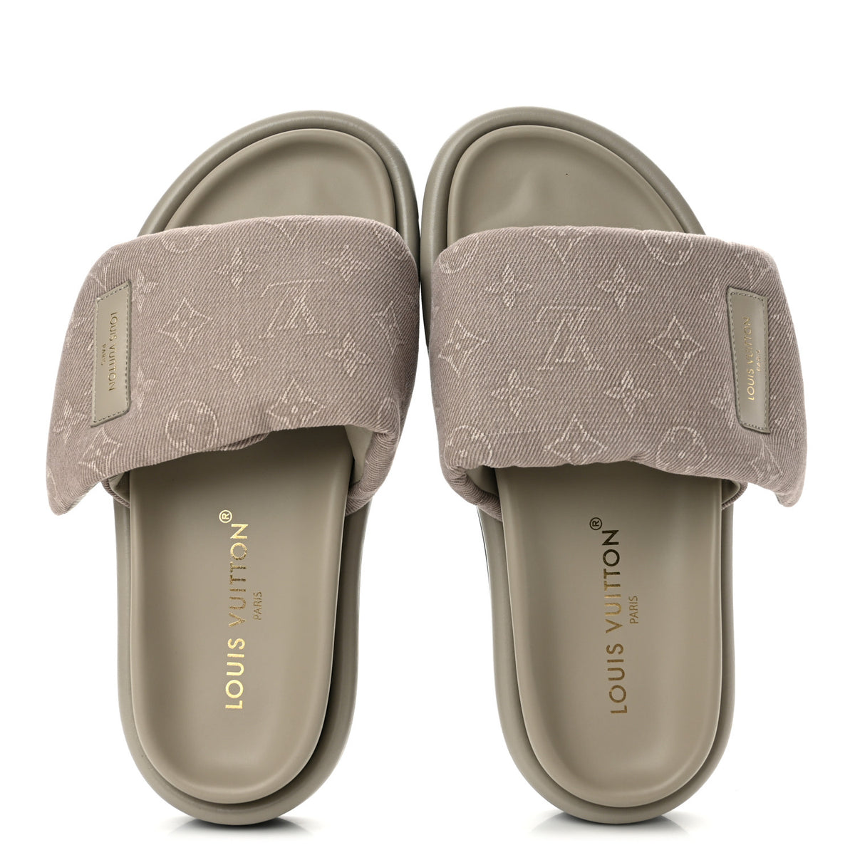 Louis Vuitton Monogram Denim LV  Womens Pool Pillow Comfort Mules 40 Grey 2 of 10