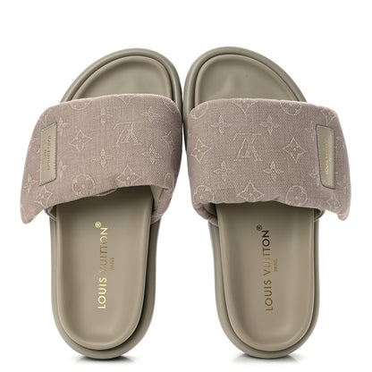 Louis Vuitton Monogram Denim LV  Womens Pool Pillow Comfort Mules 40 Grey 2 of 10