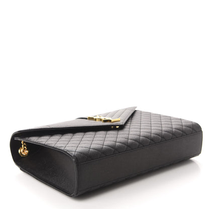 Saint Laurent Grain De Poudre Textured Mixed Matelasse Large Triquilt Monogram Satchel Black 4 of 11