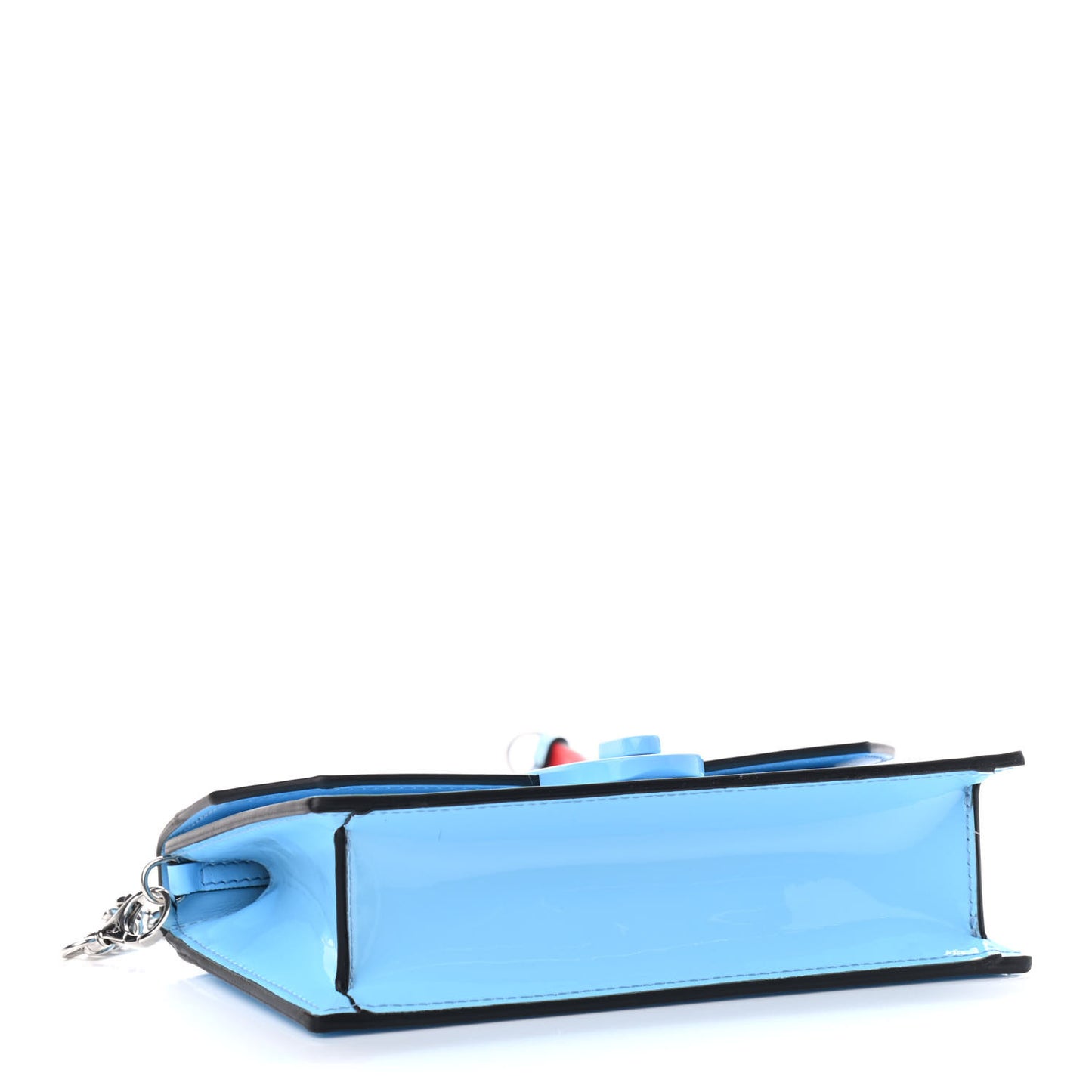 Patent Calfskin Small Elisa Baguette Blue