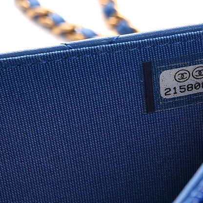 Chanel Lambskin Quilted Boy Wallet On Chain WOC Blue 8 of 9