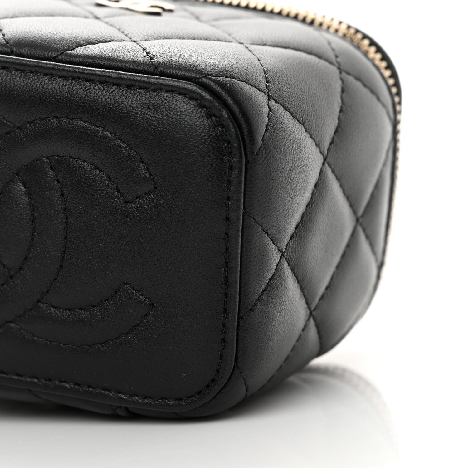 Chanel Lambskin Quilted Mini Vanity Case With Chain Black 10 of 12