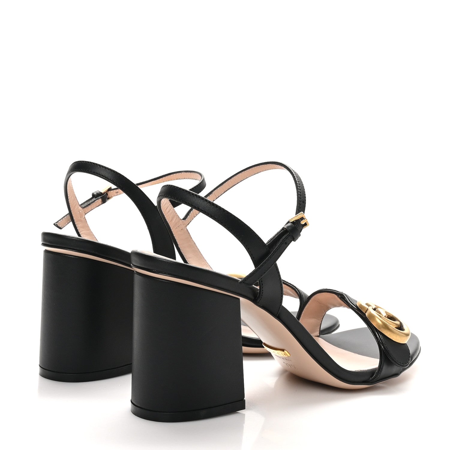 Gucci Lifford Calfskin GG Marmont Ankle Wrap 75mm Sandals 37.5 Black 5 of 9