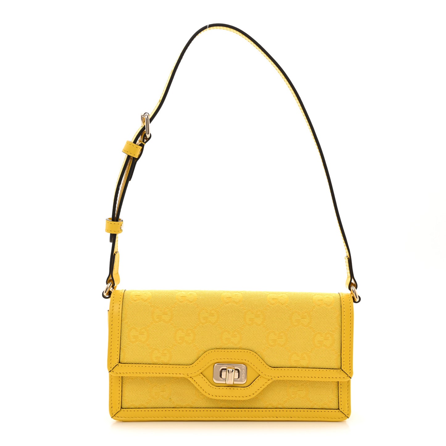 GG Monogram Textured Dollar Calfskin Small Luce Shoulder Bag Yellow