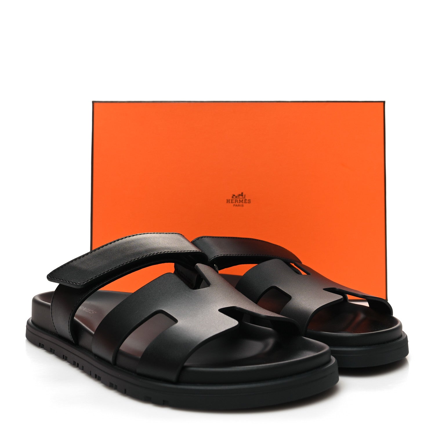 Hermes Calfskin Womens Chypre Sandals 39 Black 9 of 9