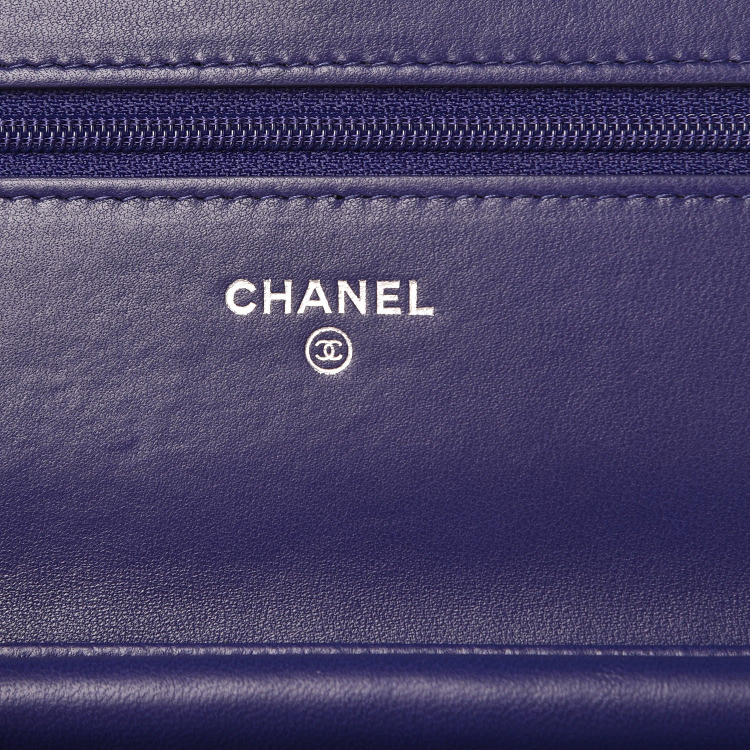 Chanel Lambskin Quilted Wallet On Chain WOC Dark Blue 7 of 12