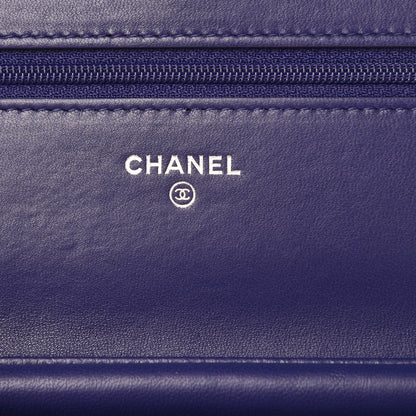 Chanel Lambskin Quilted Wallet On Chain WOC Dark Blue 7 of 12