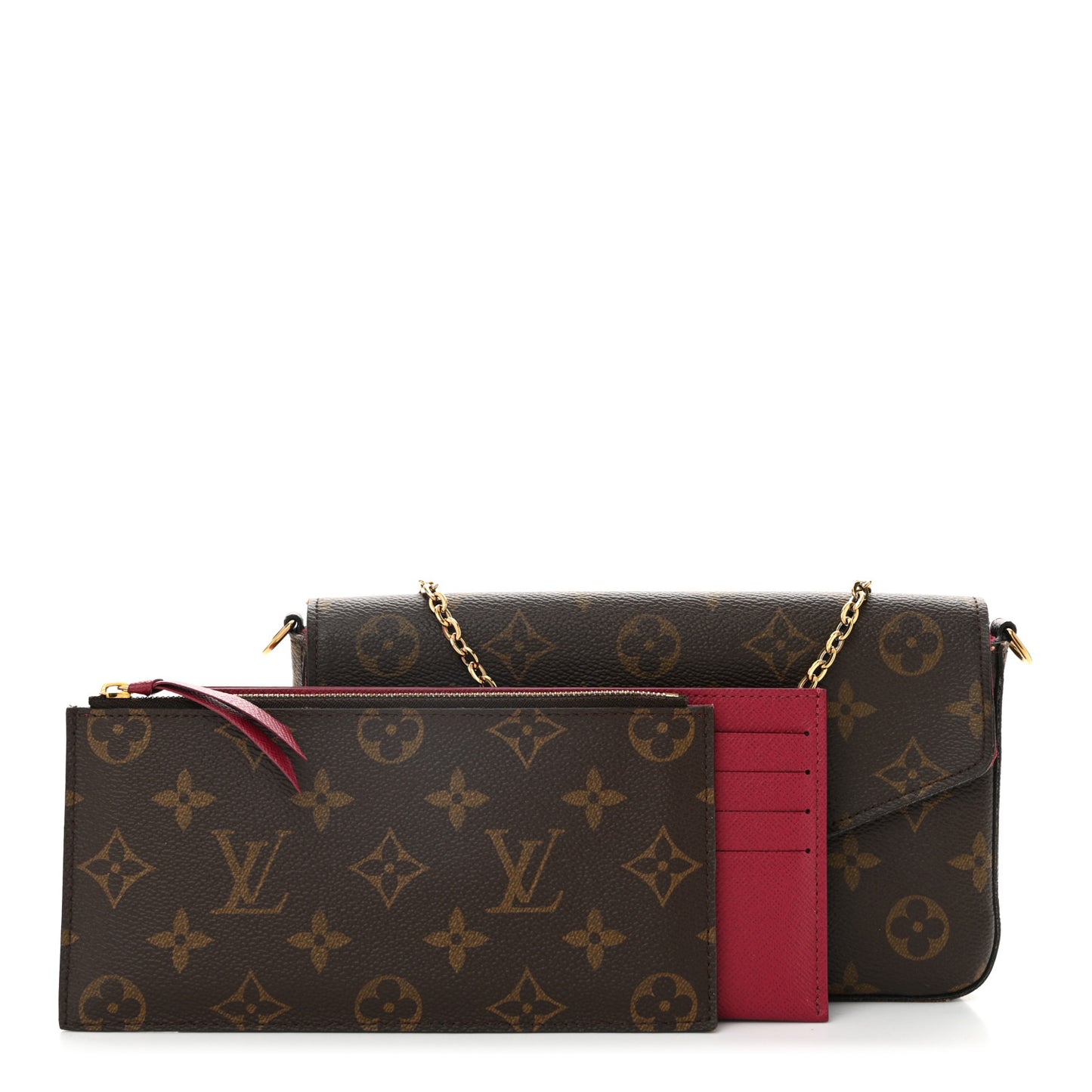 Monogram Pochette Felicie Chain Wallet Fuchsia