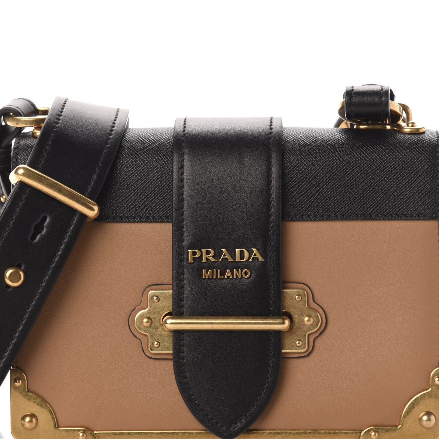 City Calfskin Saffiano Cahier Bag Caramel Black