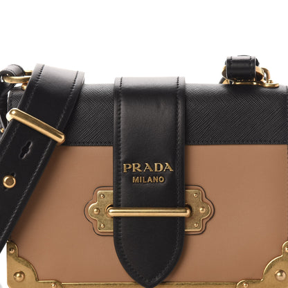 Prada City Calfskin Saffiano Cahier Bag Caramel Black 9 of 9