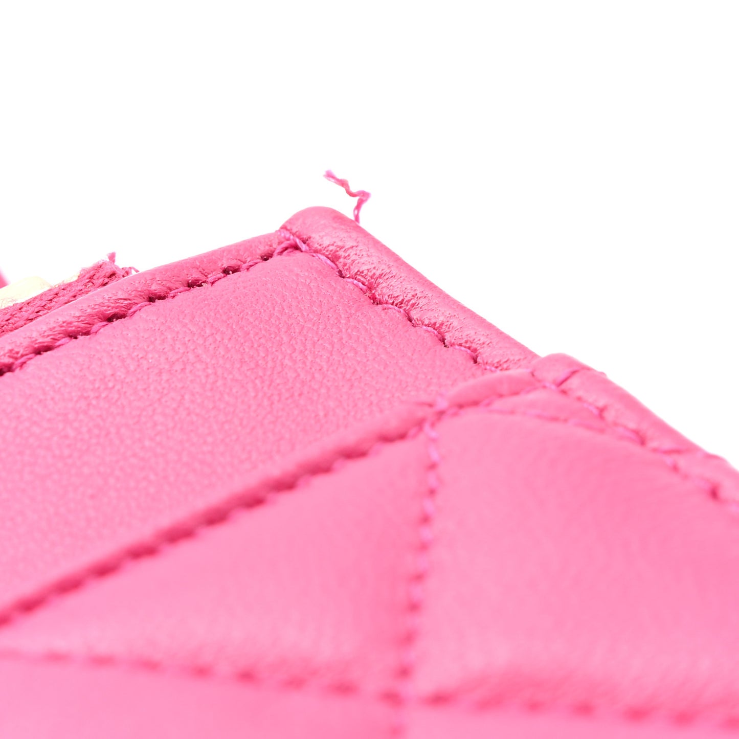 Lambskin Quilted Studded CC Wallet On Chain WOC Dark Pink
