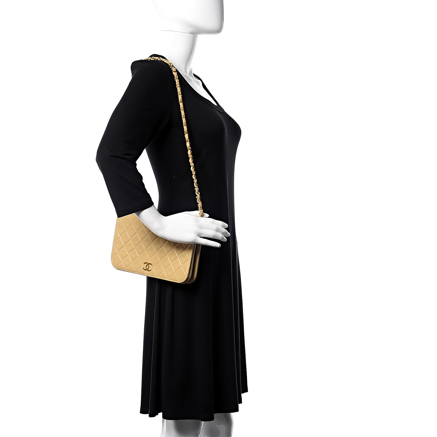 Chanel Lambskin Quilted Medium Single Flap Beige 2 of 11