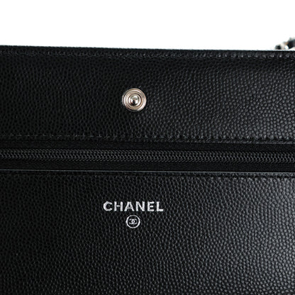 Chanel Caviar Chevron Quilted Wallet On Chain WOC Black 6 of 8