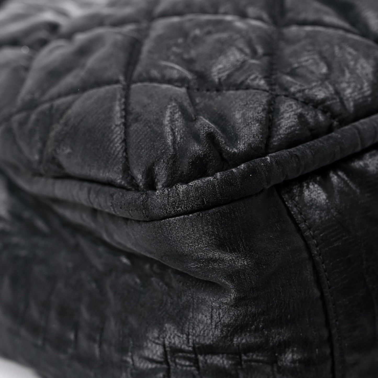 Crinkled Coated Canvas Le Marais Large Tote Black