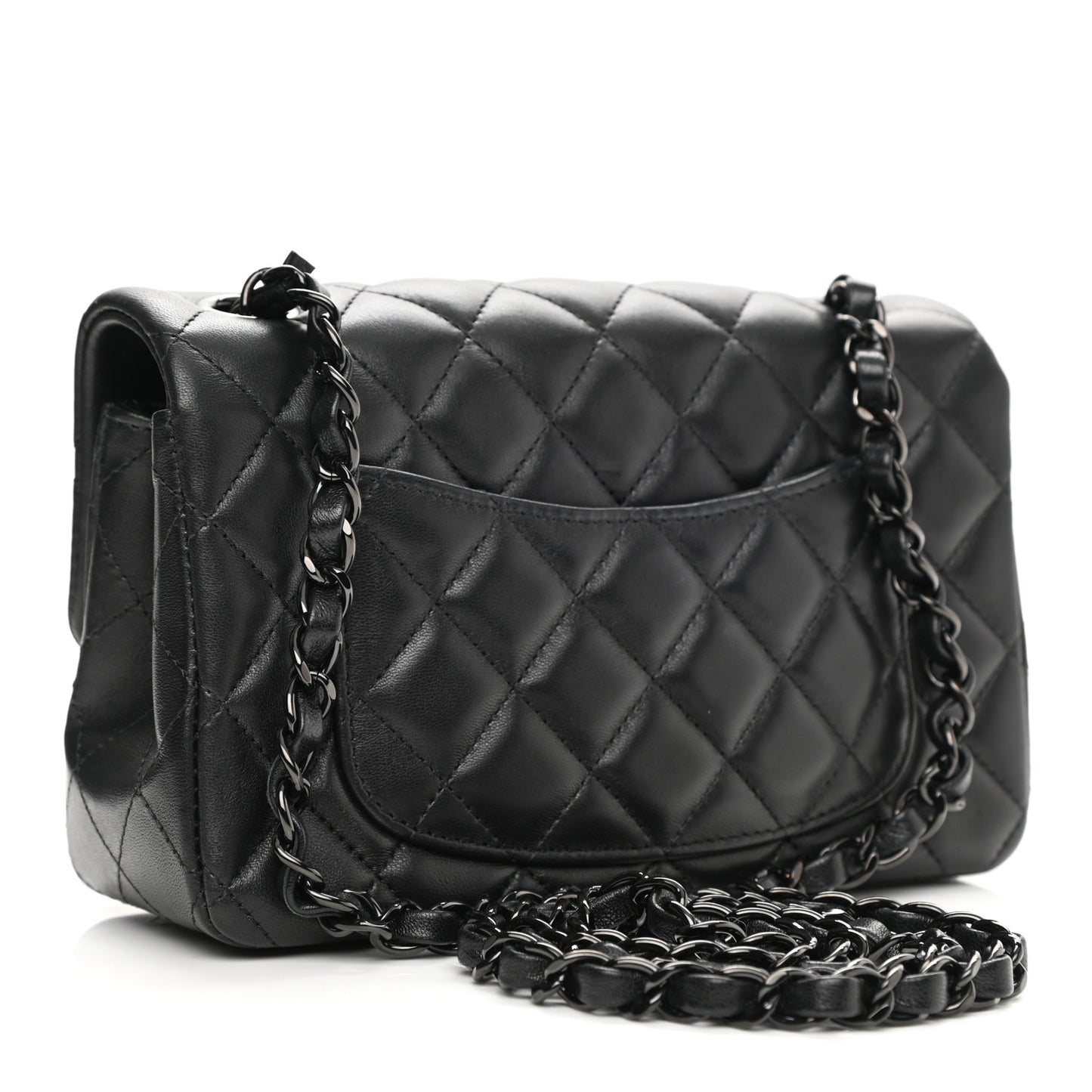 Lambskin Quilted Mini Rectangular Flap So Black