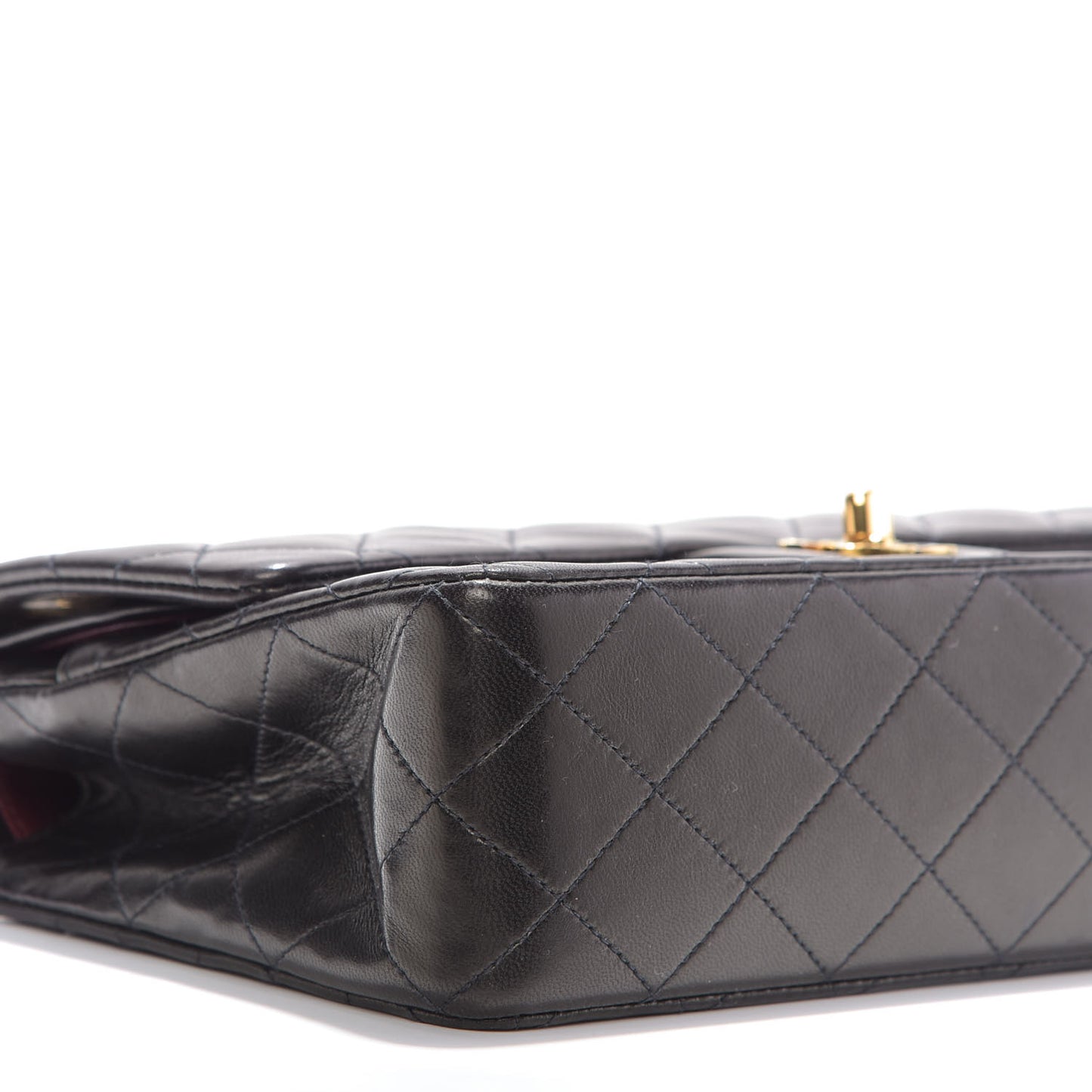 Lambskin Quilted Medium Double Flap Black