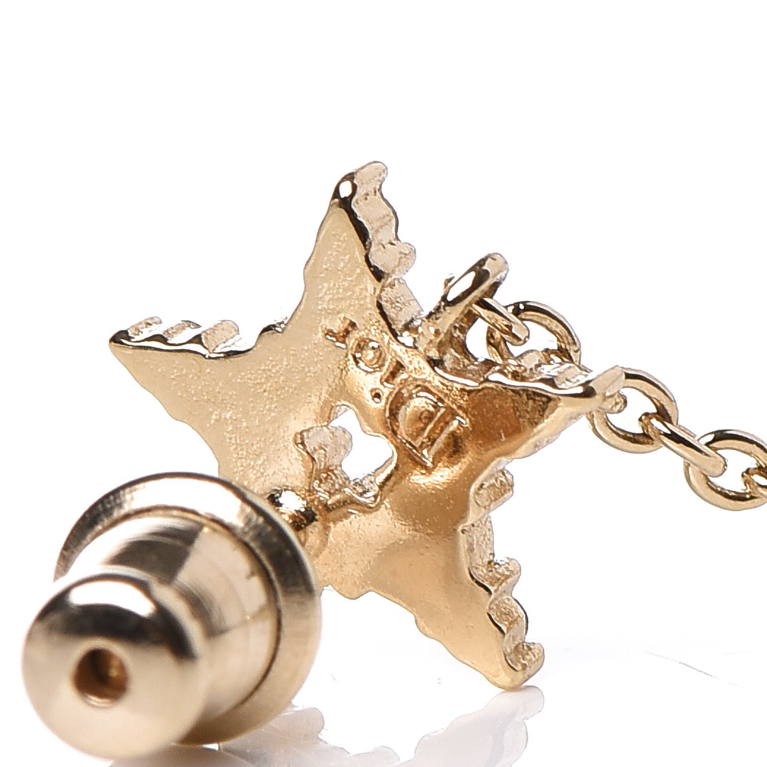 Christian Dior Pearl Crystal Shiny-D Dangle Chain Earrings Gold 4 of 5