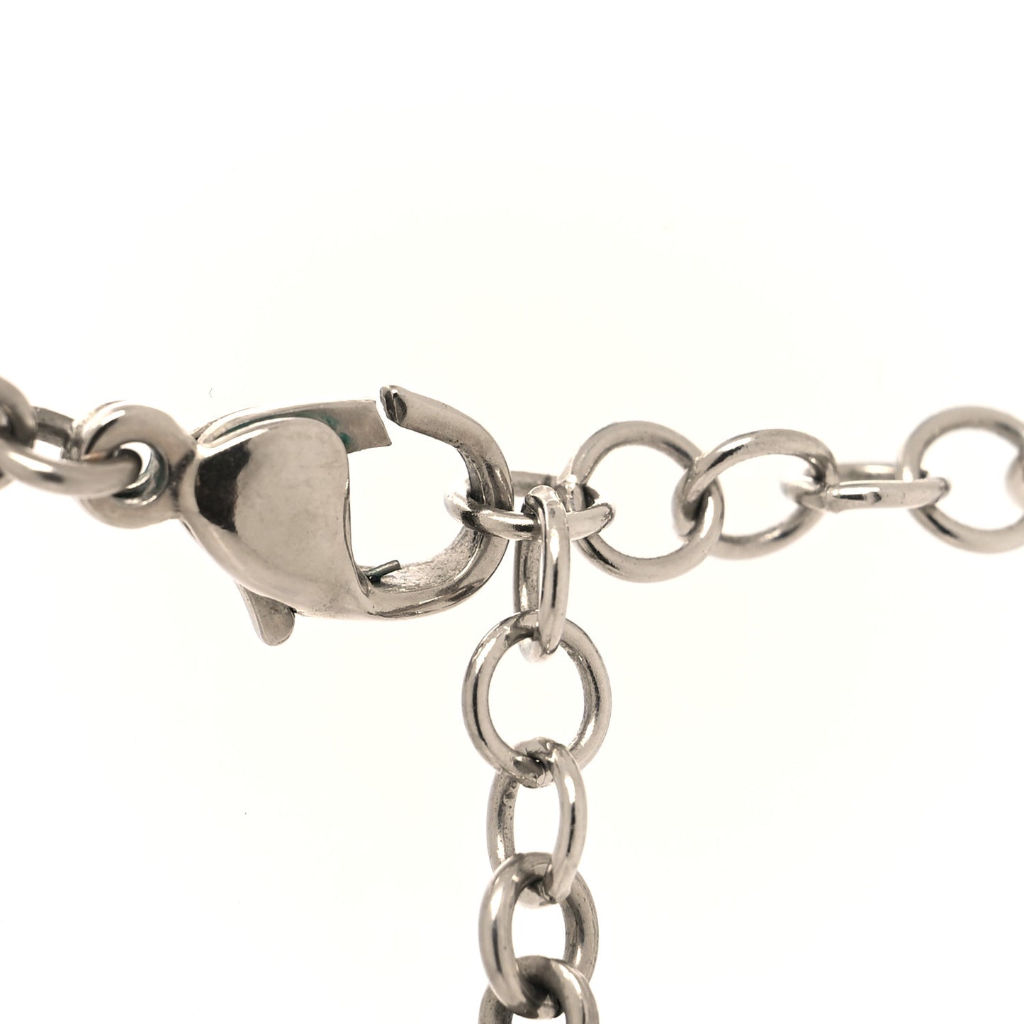 Enamel Bead Pearl Charms CC Drop Necklace Silver