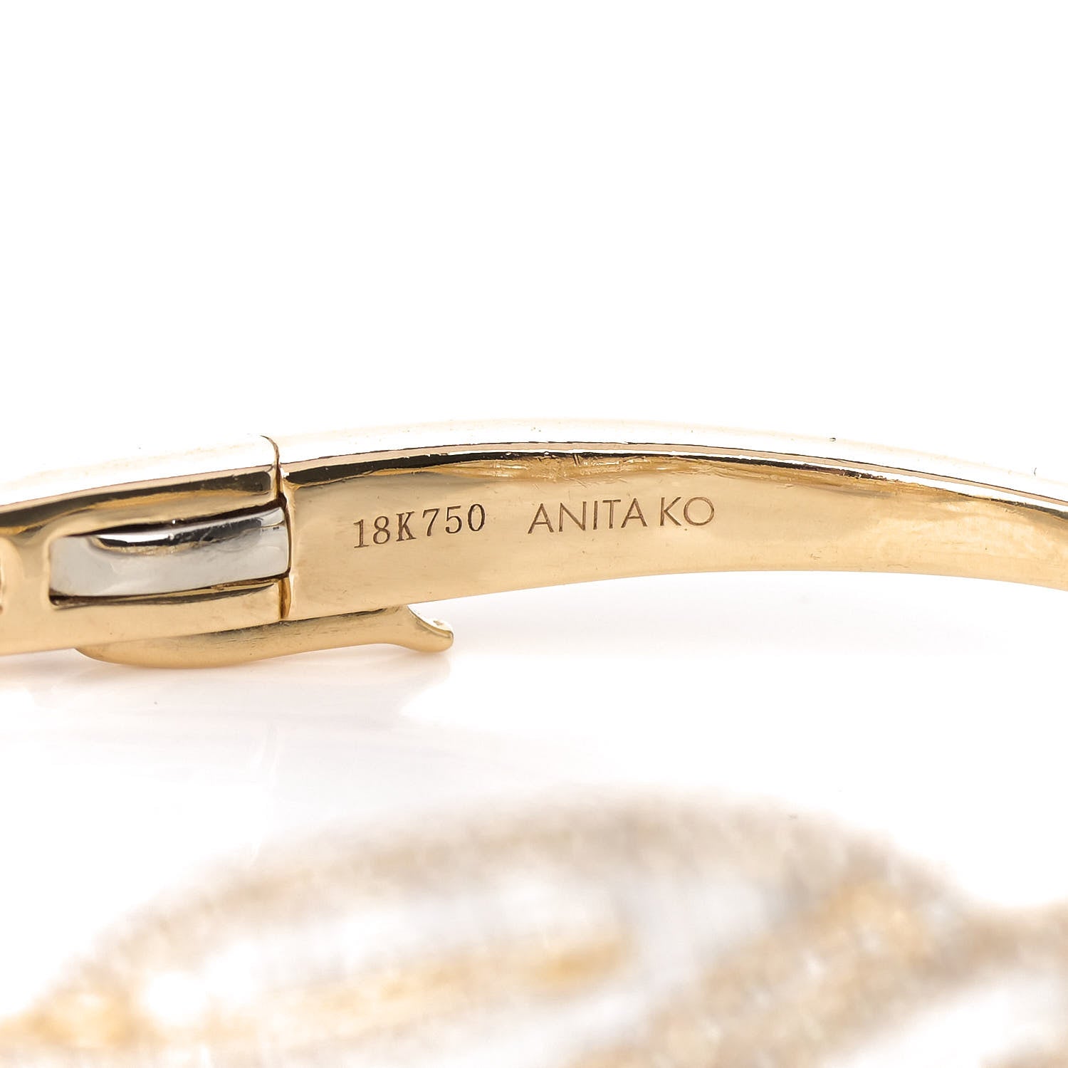 Anita Ko 18K Yellow Gold Diamond Leaf Bangle Bracelet 3 of 3