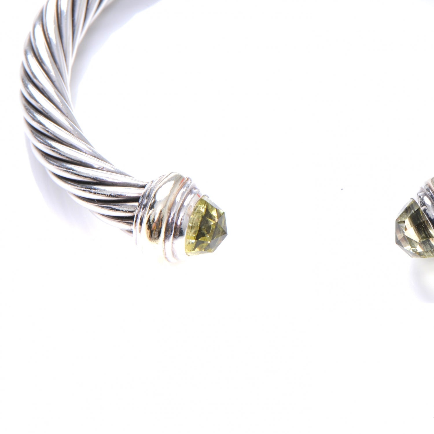David Yurman Sterling Silver 14K Yellow Gold Lemon Citrine 7mm Cable Classics Bracelet 7 of 8