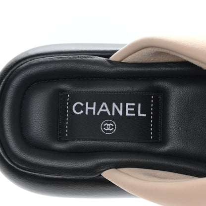 Chanel Fabric CC Mules Sandals 38 Light Beige 7 of 8