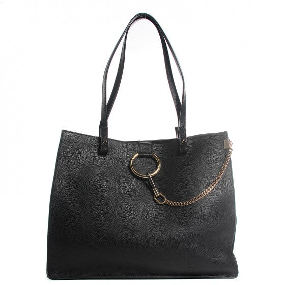 Grained Calfskin Suede Medium Faye Tote Black
