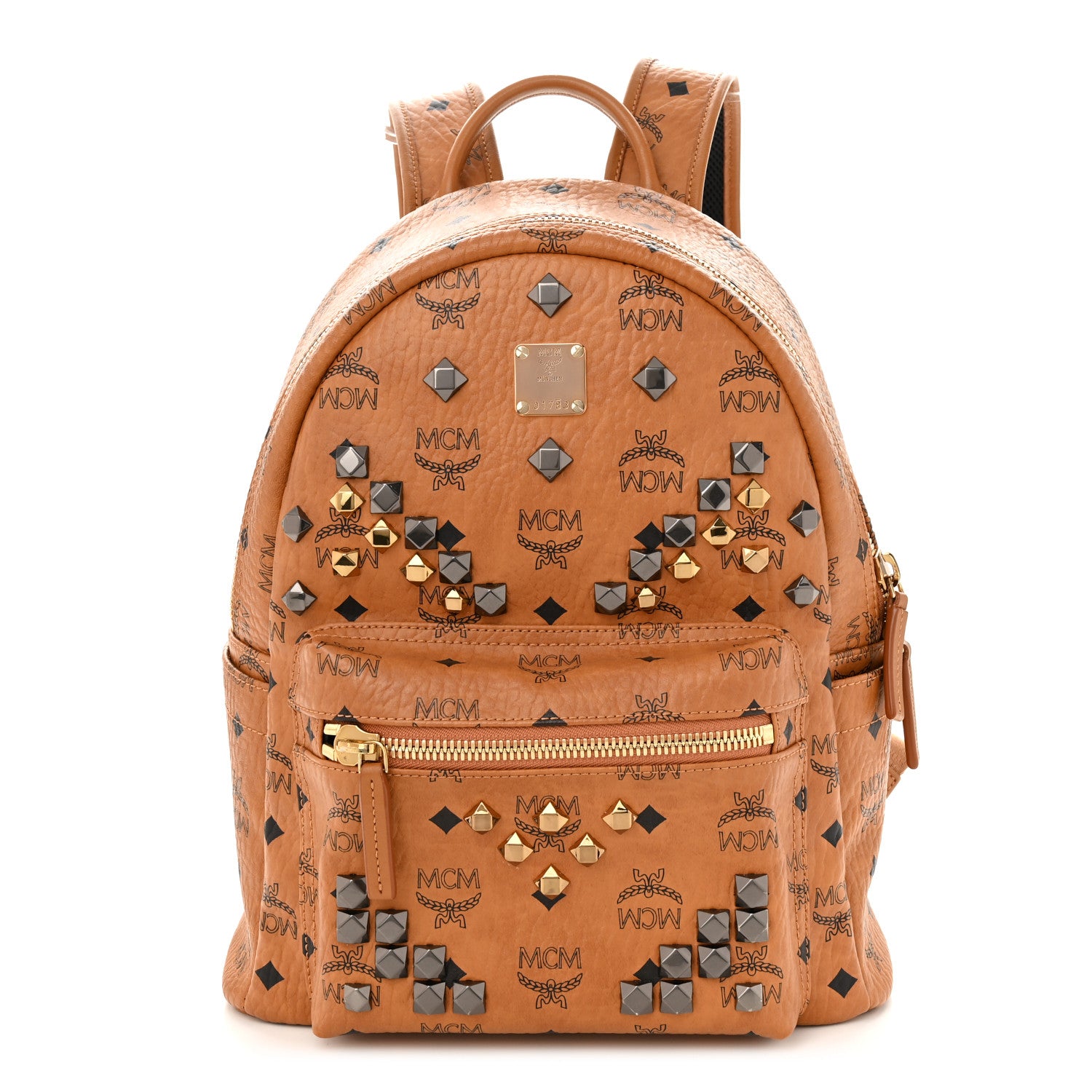 MCM Visetos Studded Small Stark M Backpack Cognac 1 of 10