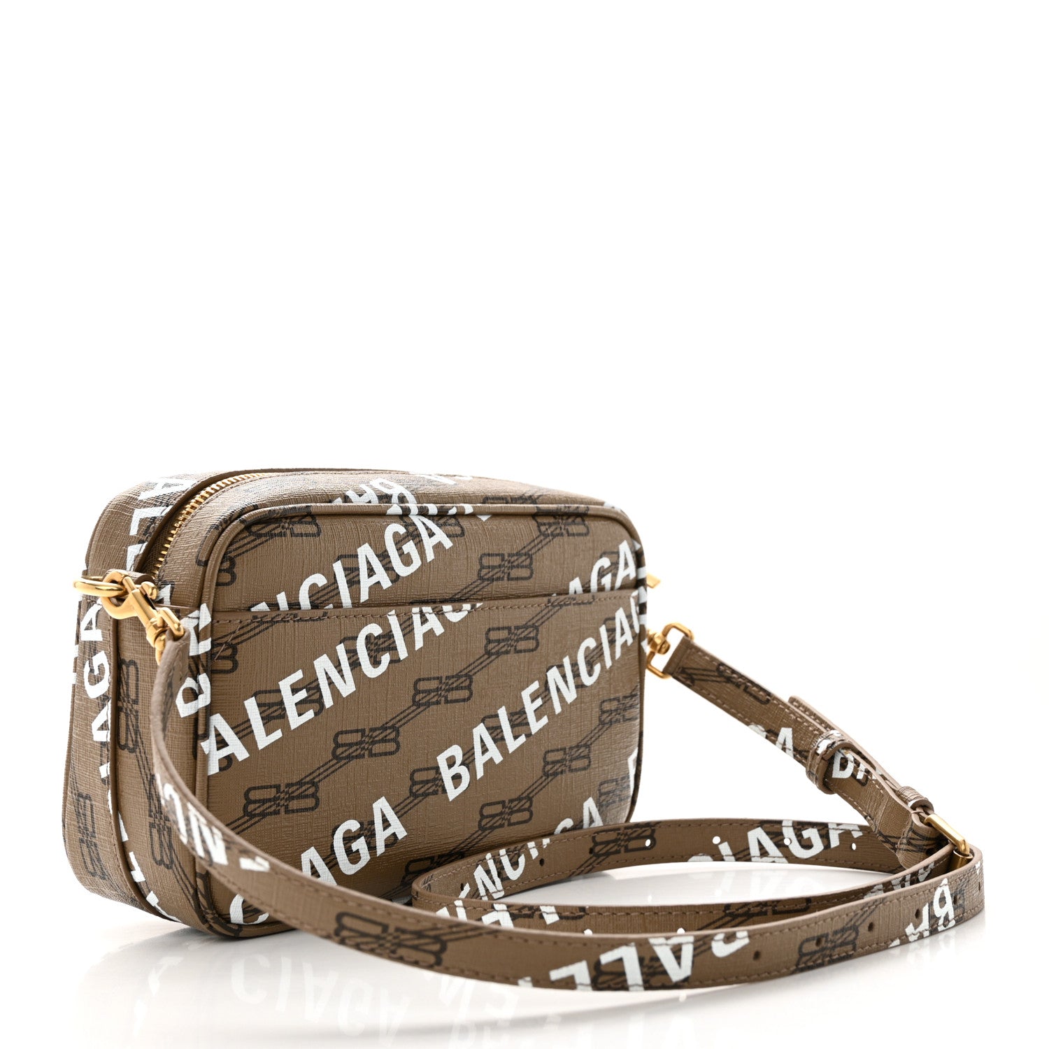 Balenciaga Coated Canvas BB Monogram Allover Logo Small Camera Bag Beige Brown Black 3 of 11