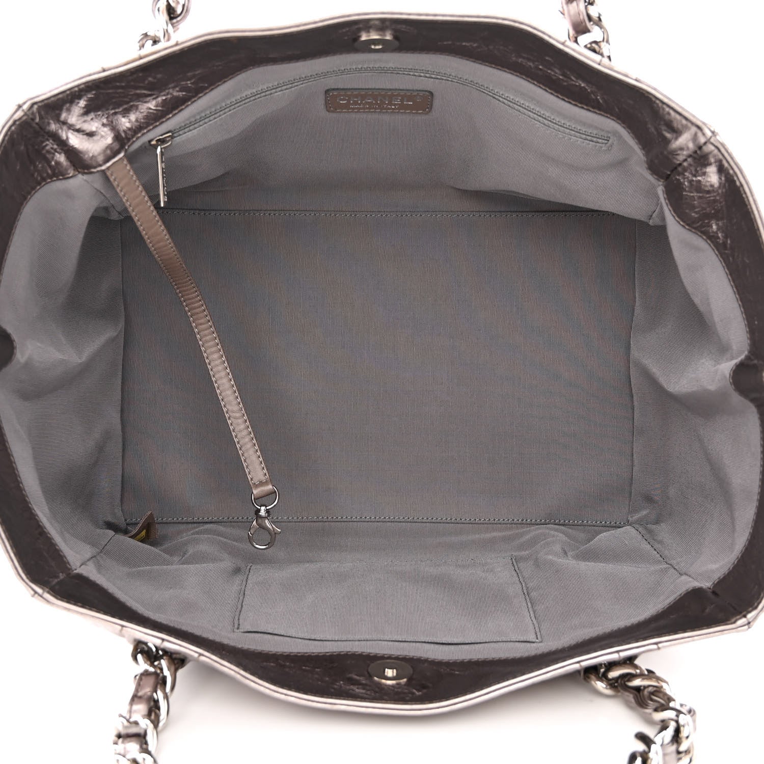 Chanel Metallic Cracked Calfskin Modern Chain Tote Dark Silver 5 of 10