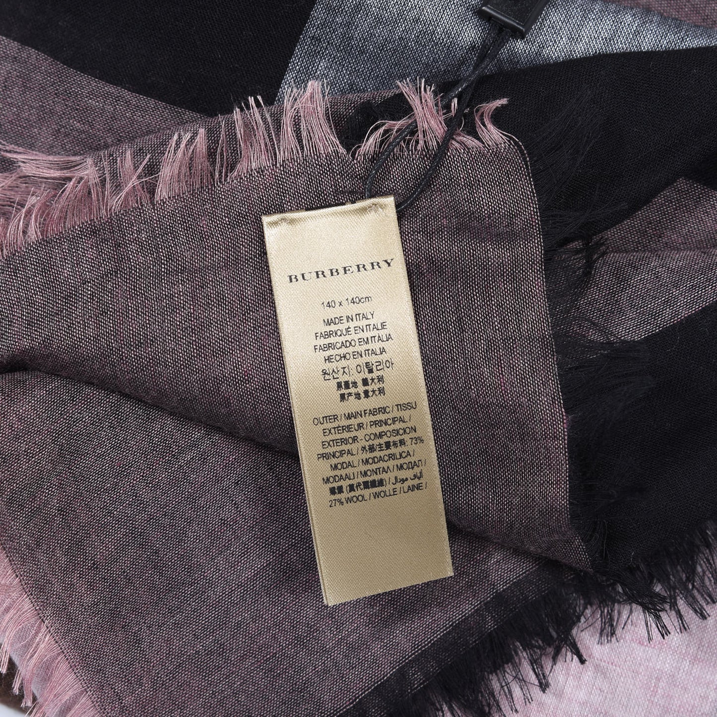 Modal Wool Relaxed Mega Check Square Scarf Antique Rose